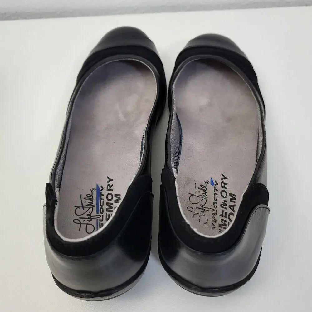 LIFE STRIDE Indeed Flats Womens 8.5 Classic Black Comfort Shoes Office Career